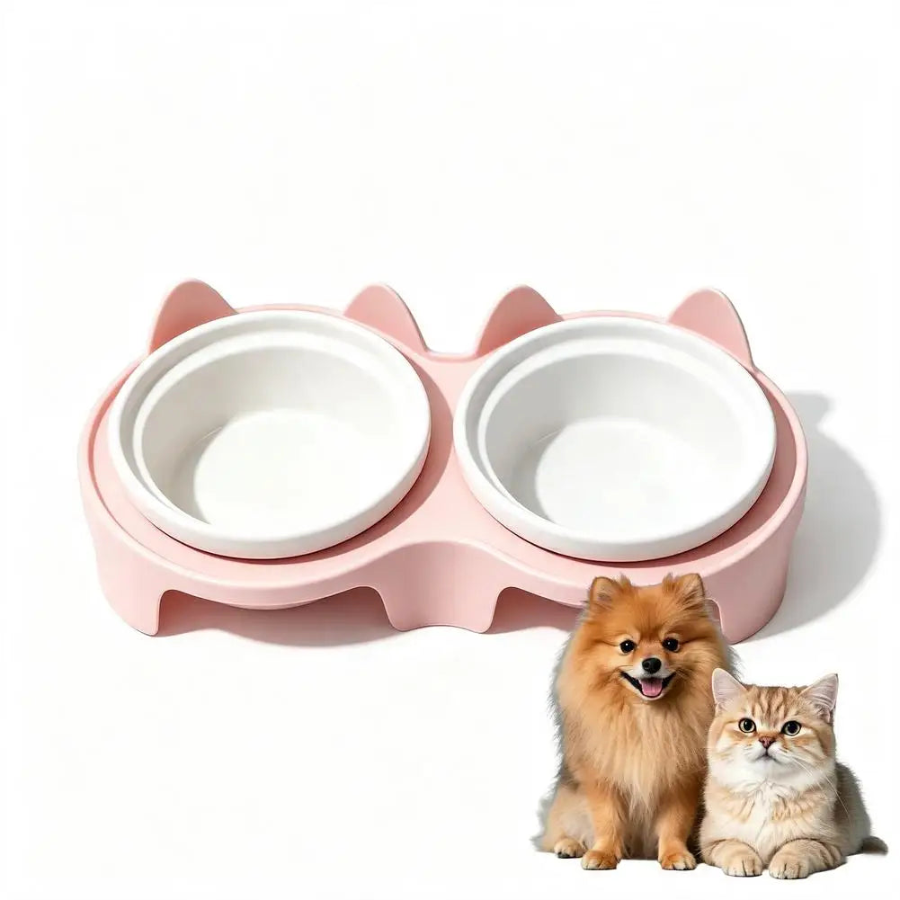 Plastic Cat Food & Water Bowl with Anti-Tip Design Large Capacity Easy-Eat Design for Pet Dog Cat Feeding Food Bowl 1PC
