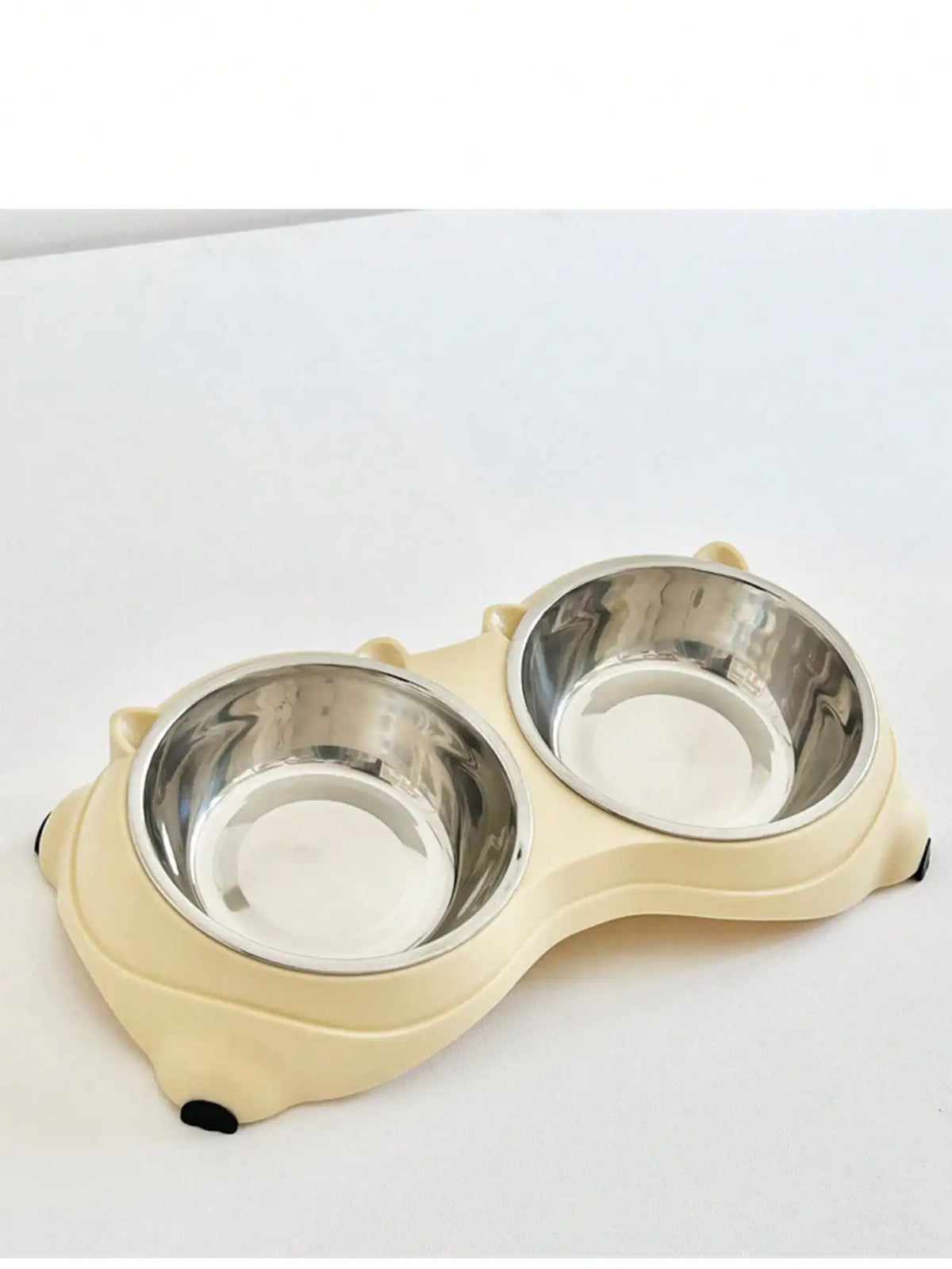 Double Stainless Steel Pet Bowl Set with Base, 2 in 1 Cat and Dog Food Water Bowl, Easy to Clean Rust Resistant Metal Pet Bowl, Non Slip Base for Indoor and Outdoor Use, Macaron Color