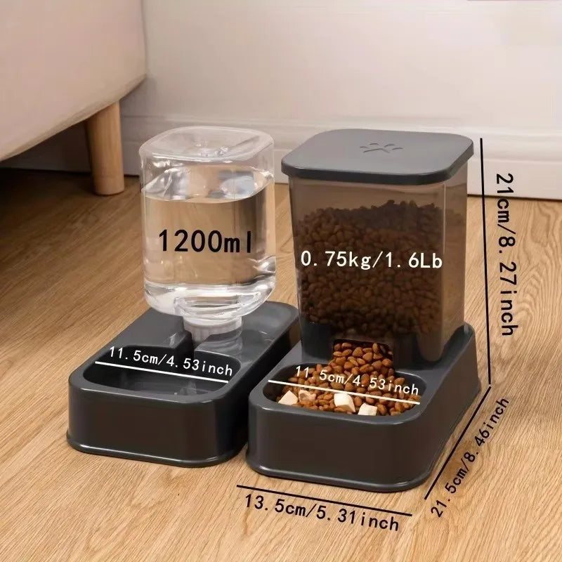 Automatic Cat and Dog Feeder with Water Dispenser, Battery-Free Portion Control Bowl for Pets
