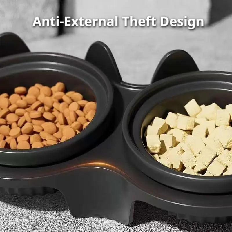 Plastic Cat Food & Water Bowl with Anti-Tip Design Large Capacity Easy-Eat Design for Pet Dog Cat Feeding Food Bowl 1PC