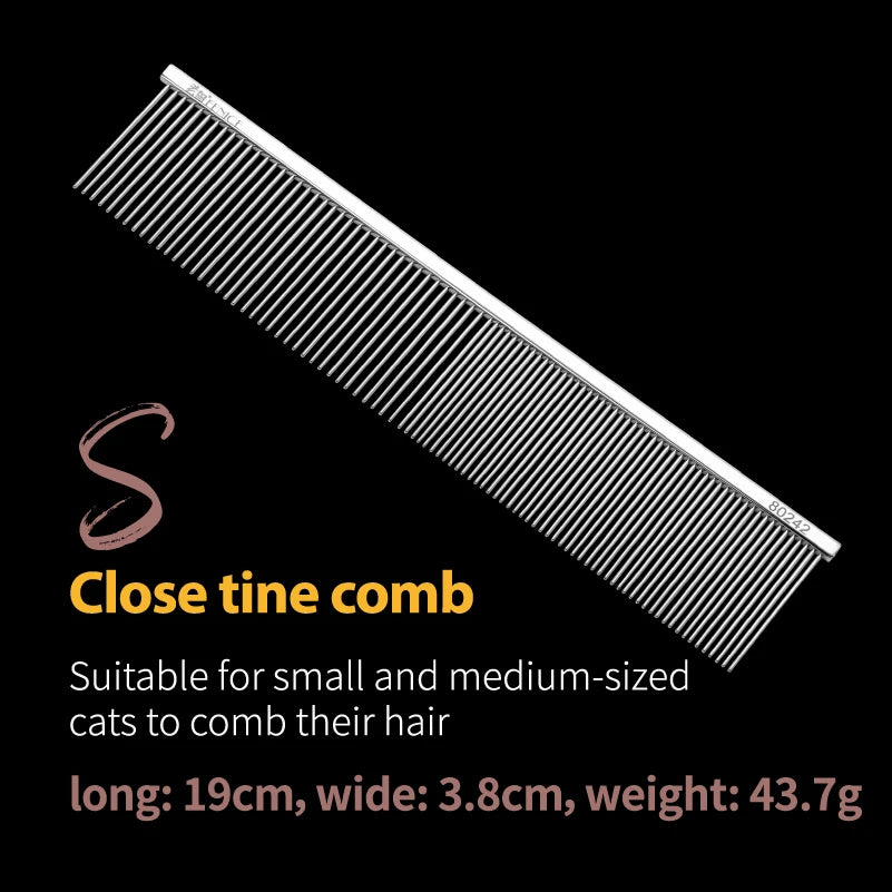 Fenice Professional Anti-Corrosion Grooming Comb For Dogs Cats Tapered Stainless Steel Pins Pet Grooming Supplies