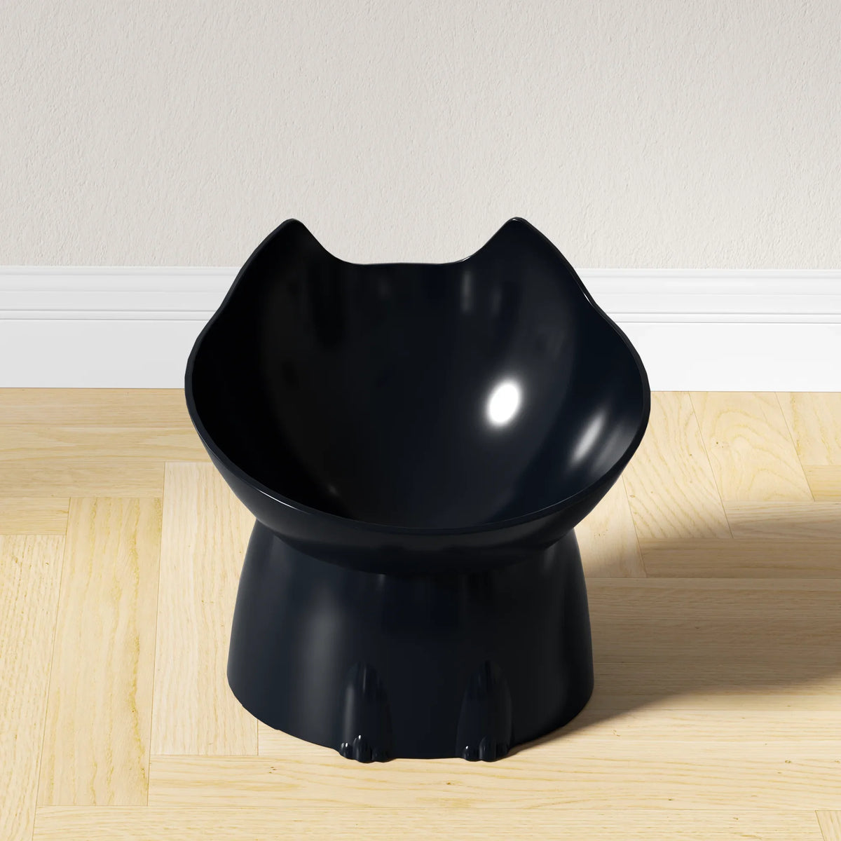 1pc Elevated Cat Bowl Anti-Tip Plastic Raised Pet Feeding Dish with Tilted Edge Neck Protection Kitty Food