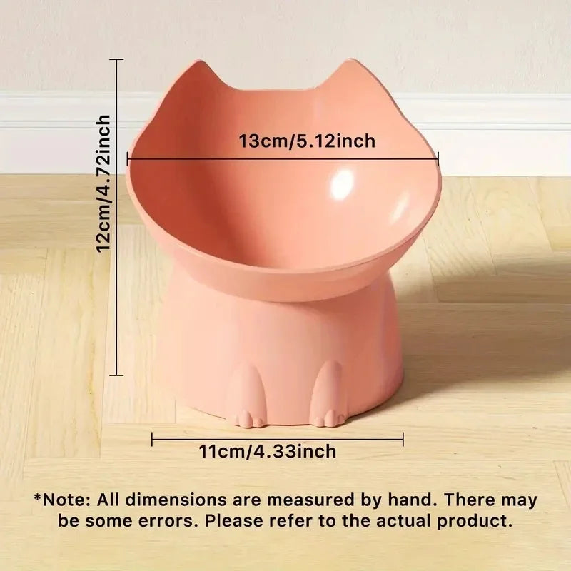 1pc Elevated Cat Bowl Anti-Tip Plastic Raised Pet Feeding Dish with Tilted Edge Neck Protection Kitty Food