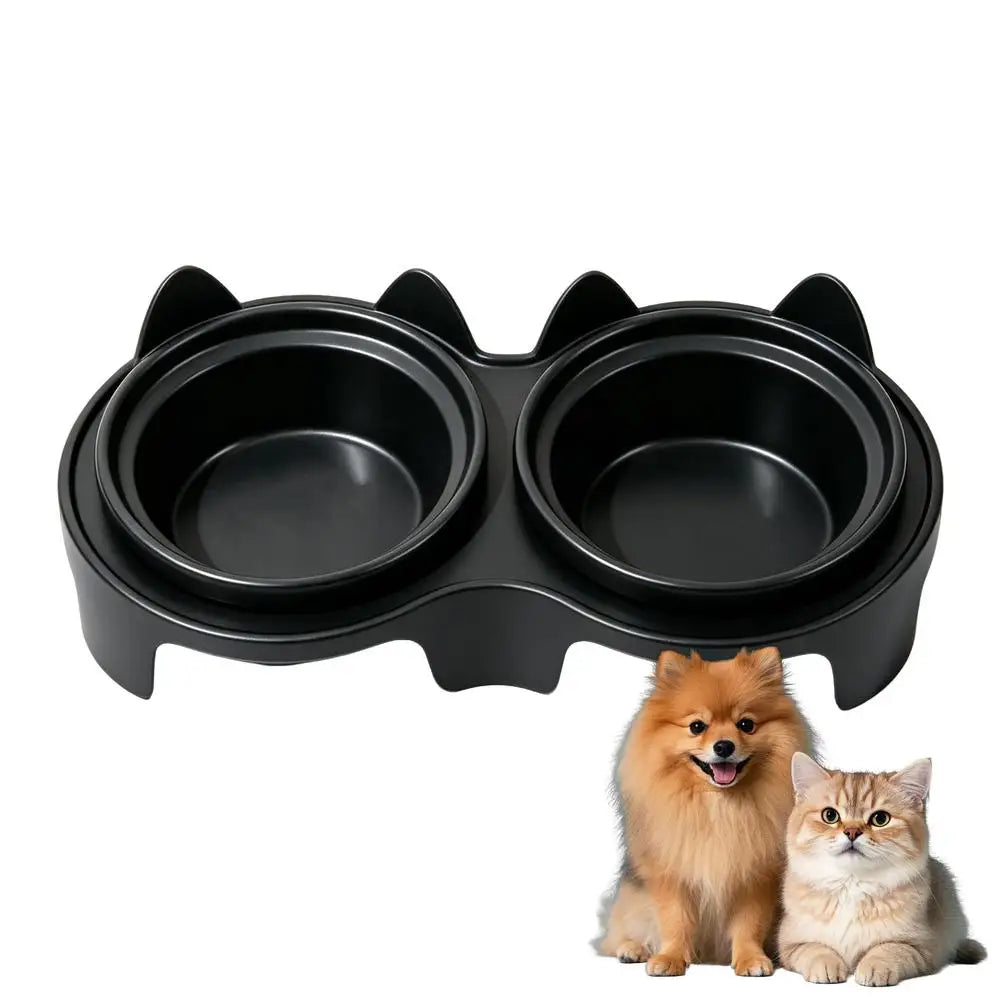 Plastic Cat Food & Water Bowl with Anti-Tip Design Large Capacity Easy-Eat Design for Pet Dog Cat Feeding Food Bowl 1PC