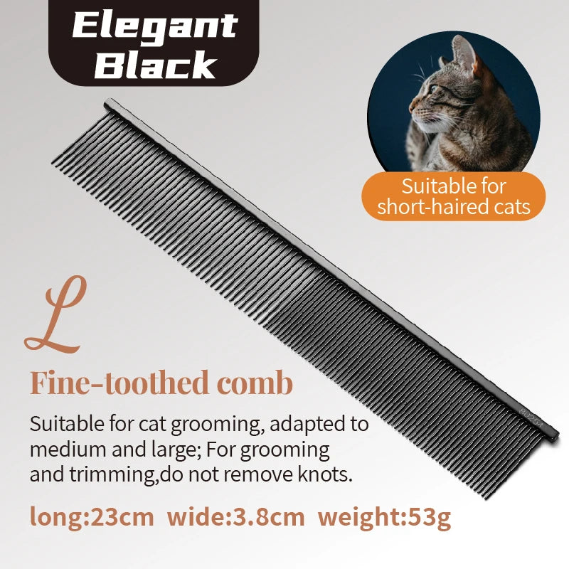 Fenice Professional Anti-Corrosion Grooming Comb For Dogs Cats Tapered Stainless Steel Pins Pet Grooming Supplies
