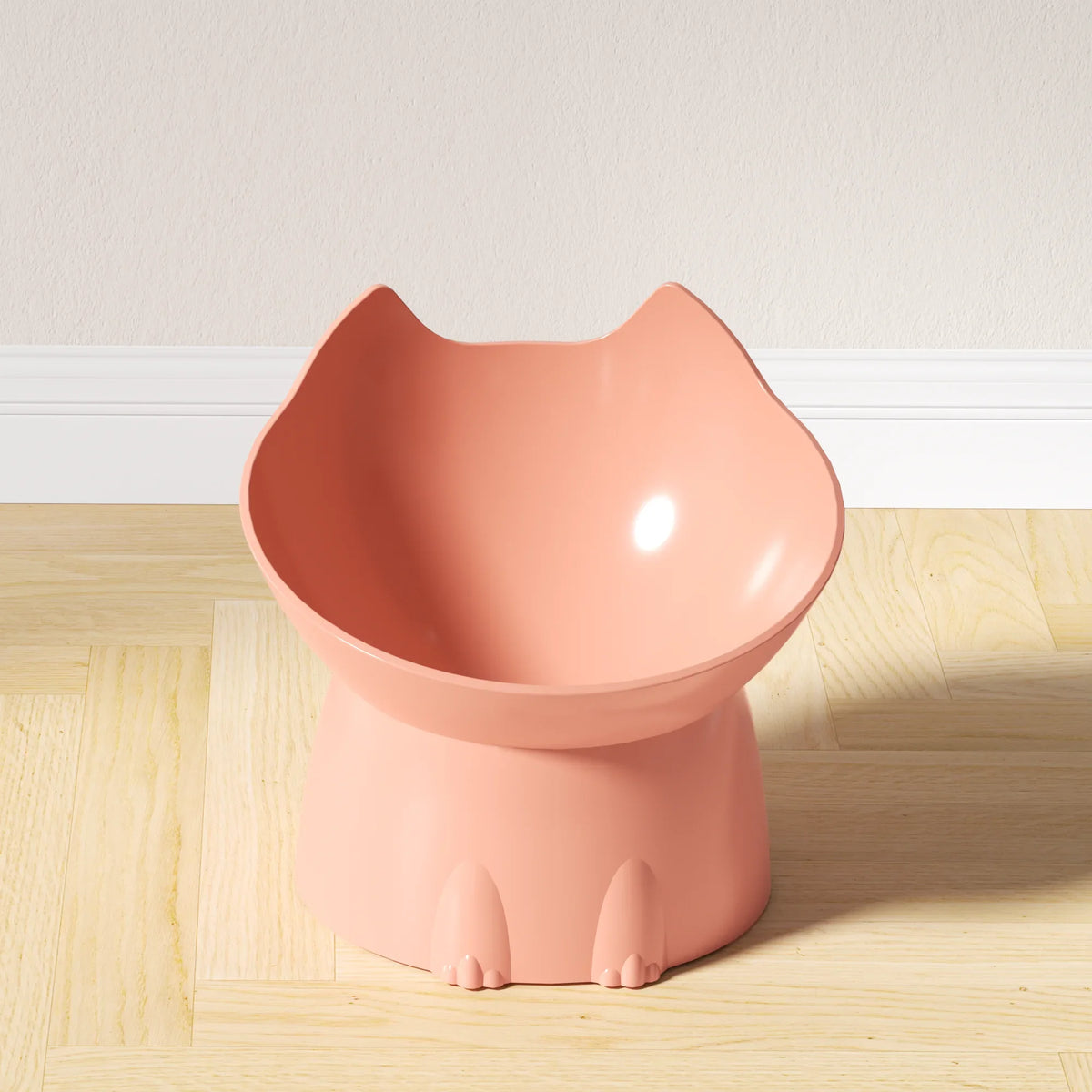 1pc Elevated Cat Bowl Anti-Tip Plastic Raised Pet Feeding Dish with Tilted Edge Neck Protection Kitty Food