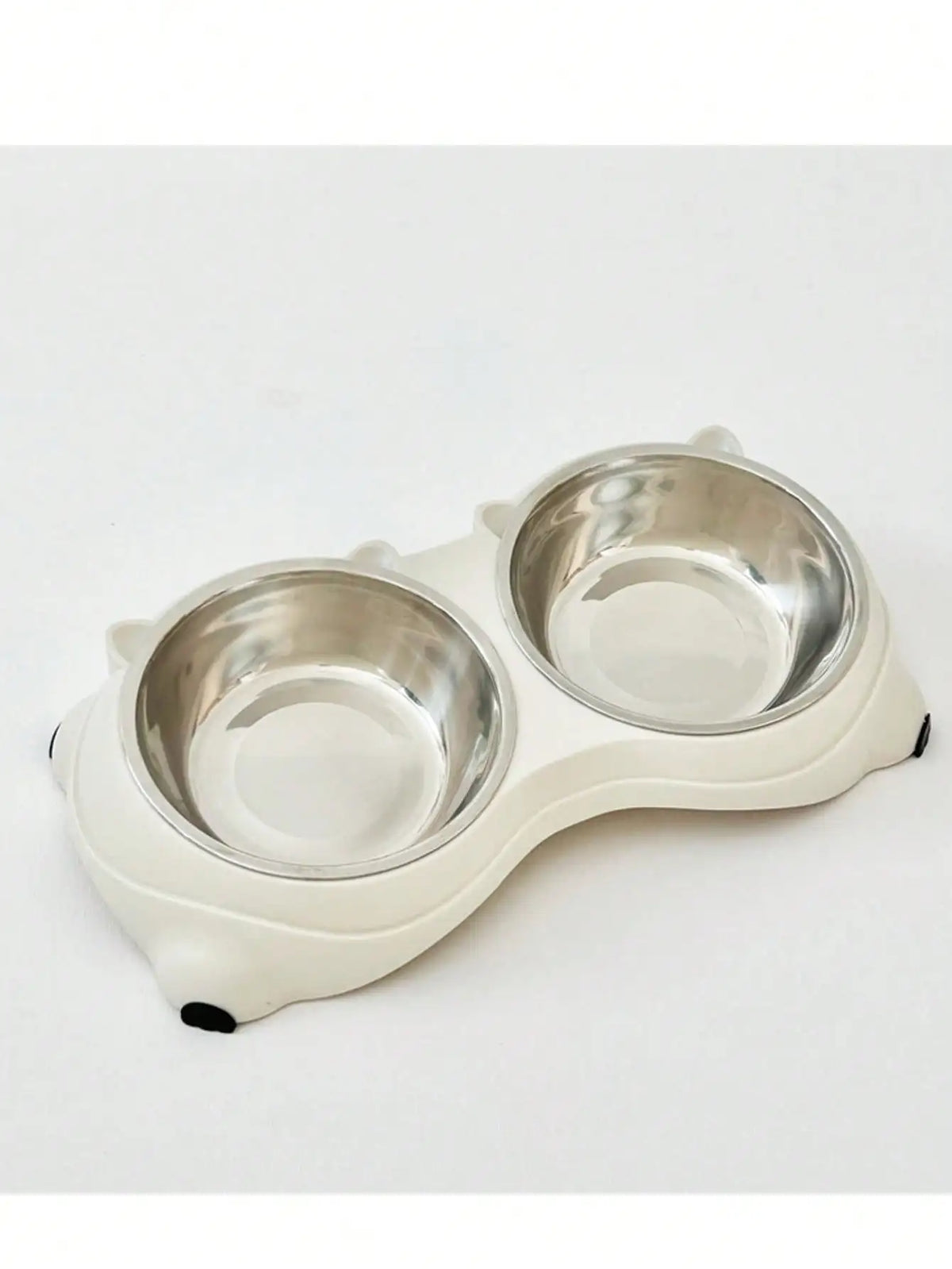 Double Stainless Steel Pet Bowl Set with Base, 2 in 1 Cat and Dog Food Water Bowl, Easy to Clean Rust Resistant Metal Pet Bowl, Non Slip Base for Indoor and Outdoor Use, Macaron Color