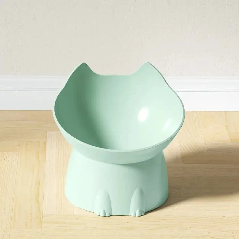 1pc Elevated Cat Bowl Anti-Tip Plastic Raised Pet Feeding Dish with Tilted Edge Neck Protection Kitty Food