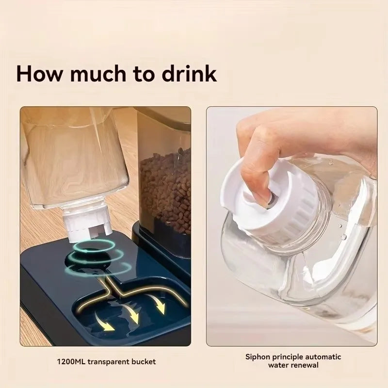 Automatic Cat and Dog Feeder with Water Dispenser, Battery-Free Portion Control Bowl for Pets