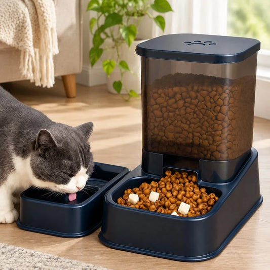 Automatic Cat and Dog Feeder with Water Dispenser, Battery-Free Portion Control Bowl for Pets
