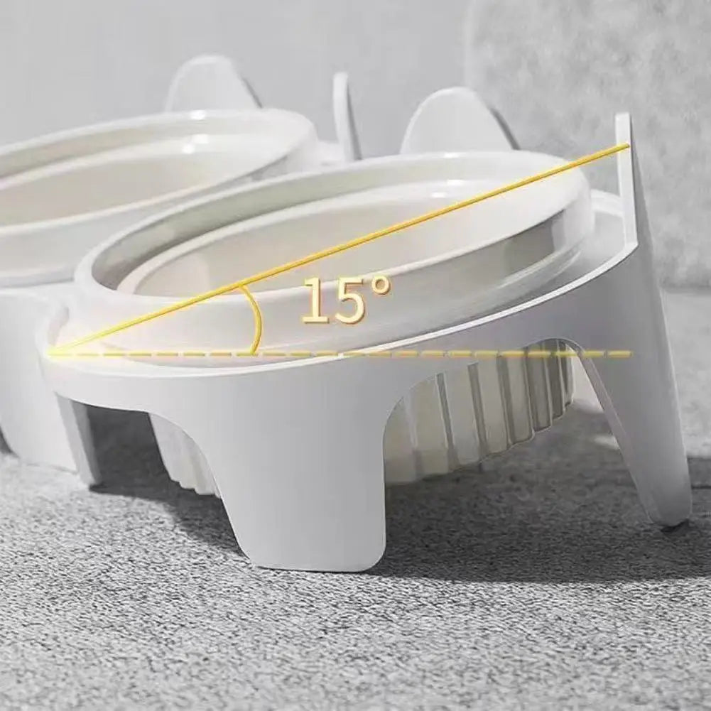 Plastic Cat Food & Water Bowl with Anti-Tip Design Large Capacity Easy-Eat Design for Pet Dog Cat Feeding Food Bowl 1PC
