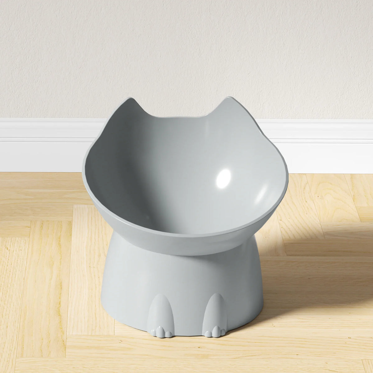 1pc Elevated Cat Bowl Anti-Tip Plastic Raised Pet Feeding Dish with Tilted Edge Neck Protection Kitty Food