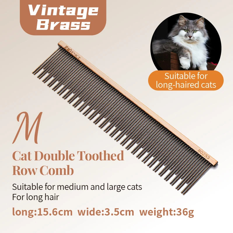 Fenice Professional Anti-Corrosion Grooming Comb For Dogs Cats Tapered Stainless Steel Pins Pet Grooming Supplies