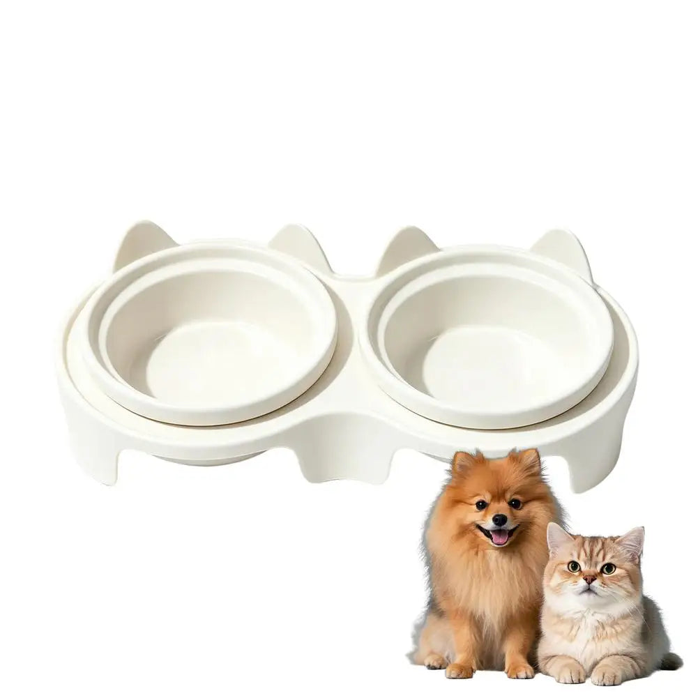 Plastic Cat Food & Water Bowl with Anti-Tip Design Large Capacity Easy-Eat Design for Pet Dog Cat Feeding Food Bowl 1PC